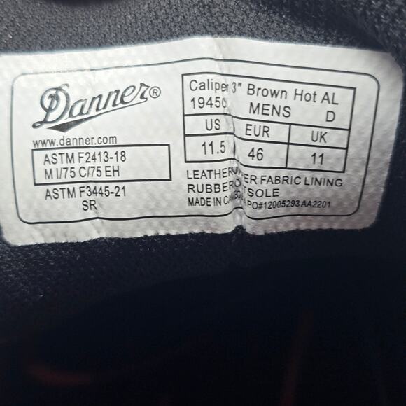 Danner Caliper 3" Men Brown Boots US 11.5 Lace-Up Work Wear Waterproof Round Toe - Picture 5 of 8